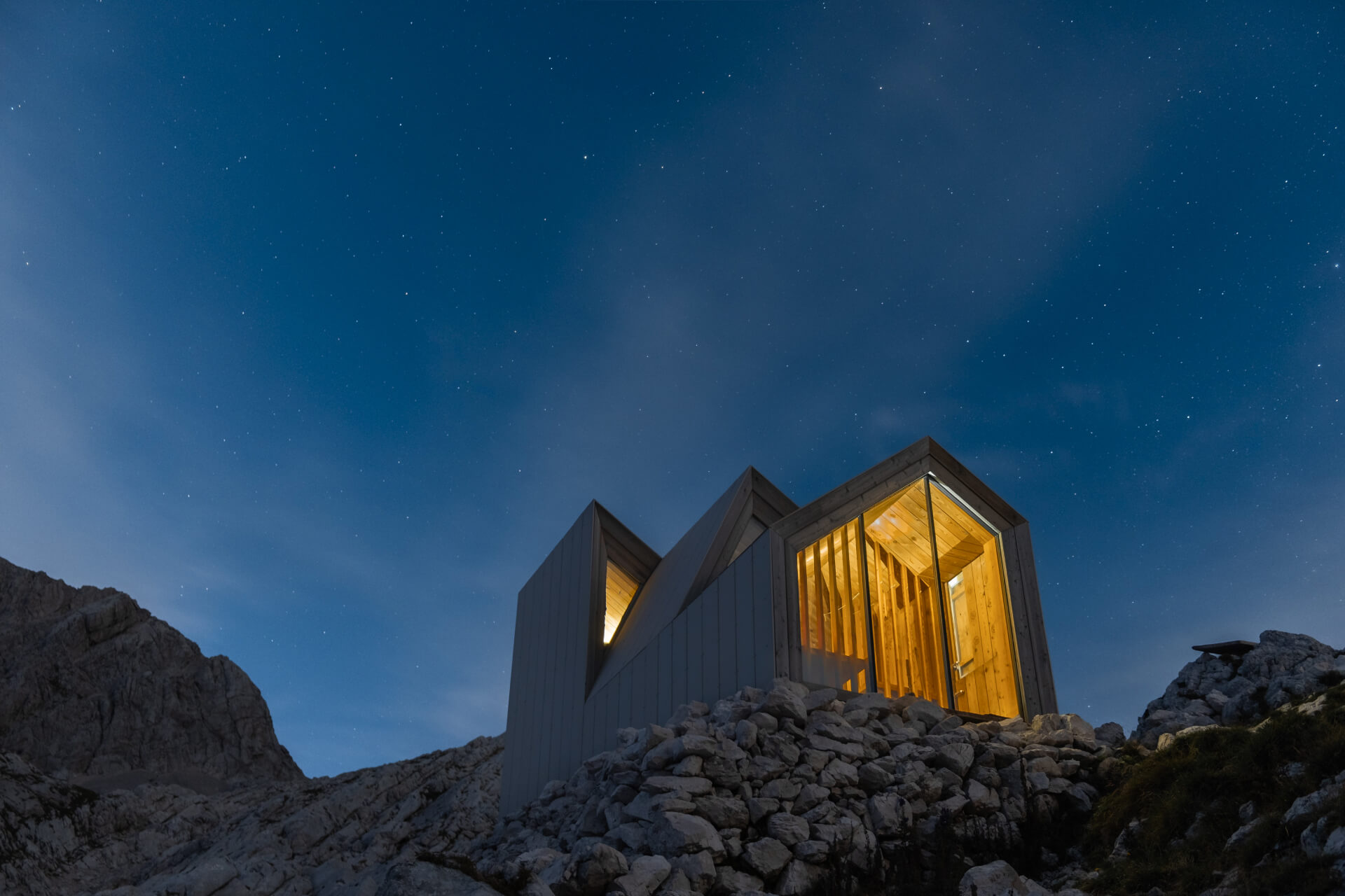 Modern architectural exterior at dusk